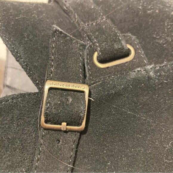 GIANI  BERNINI Sz 10 Suede Stacked Heel Zipper Closure Buckles Memory Foam Sz 10 - Picture 5 of 13